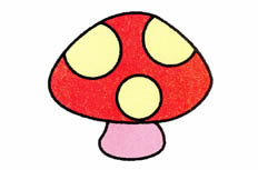 五颜六色的漂亮的小蘑菇植物简笔画步骤大全