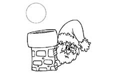 一个躲在烟囱后面的喜欢搞怪的圣诞老人简笔画