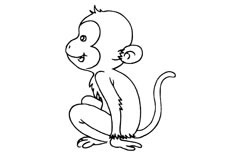 一个看起来非常瘦小的可爱猴子卡通图片简笔画
