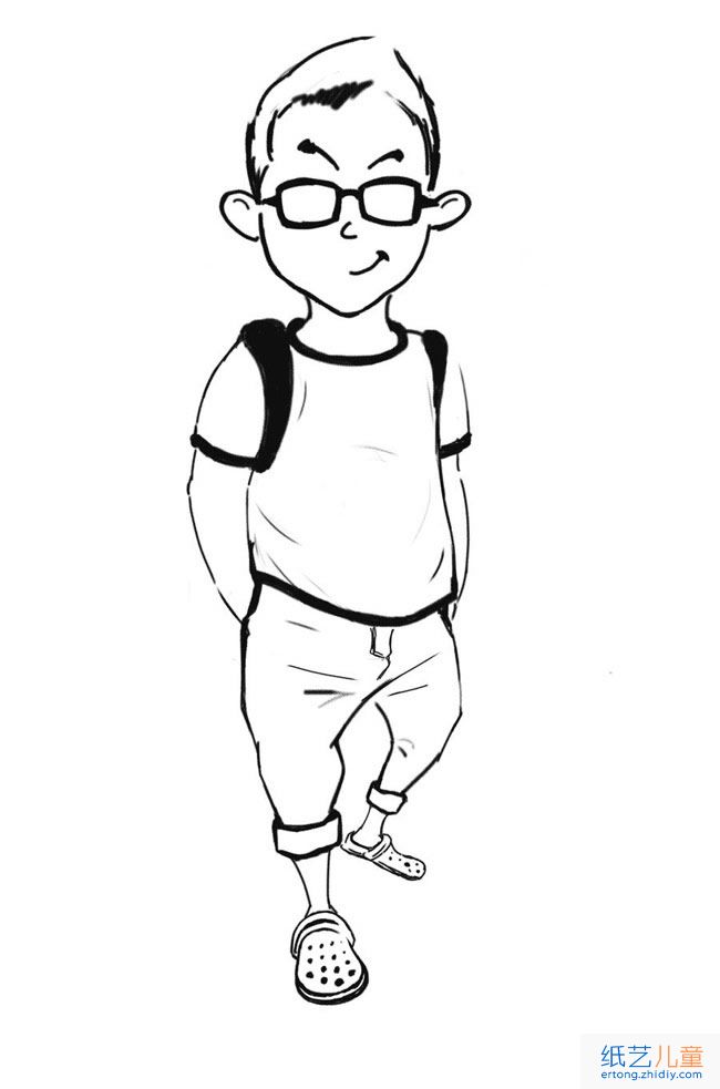 眼镜,背着书包的小帅哥简笔画人物制作方法分
