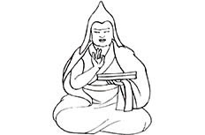 一尊盘膝打坐的藏教佛祖人物简笔画步骤图片大全