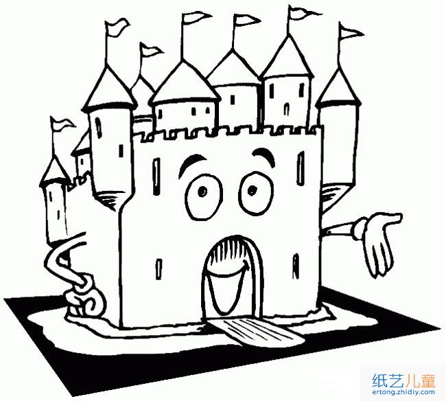 卡通城堡建筑简笔画步骤图片大全
