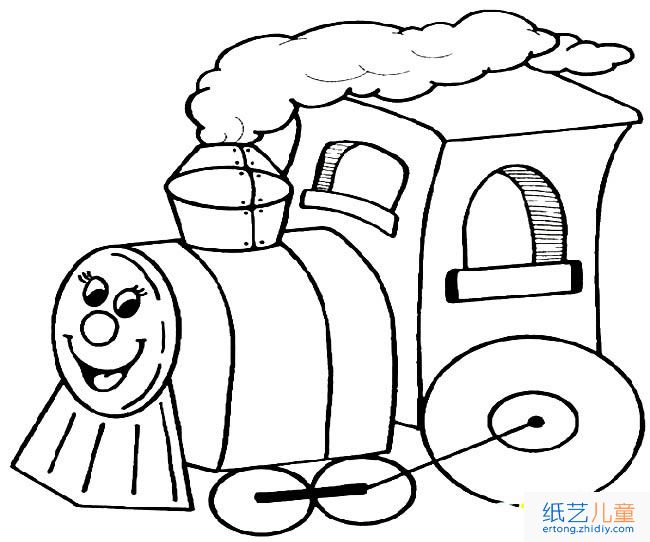 卡通小火车交通工具简笔画步骤图片大全