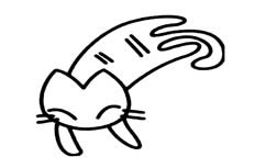 一只练习捕鼠技术的卡通小猫动物简笔画步骤图片大全