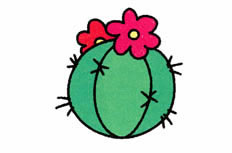 打扮得非常可爱的仙人球植物花简笔画步骤图片大全