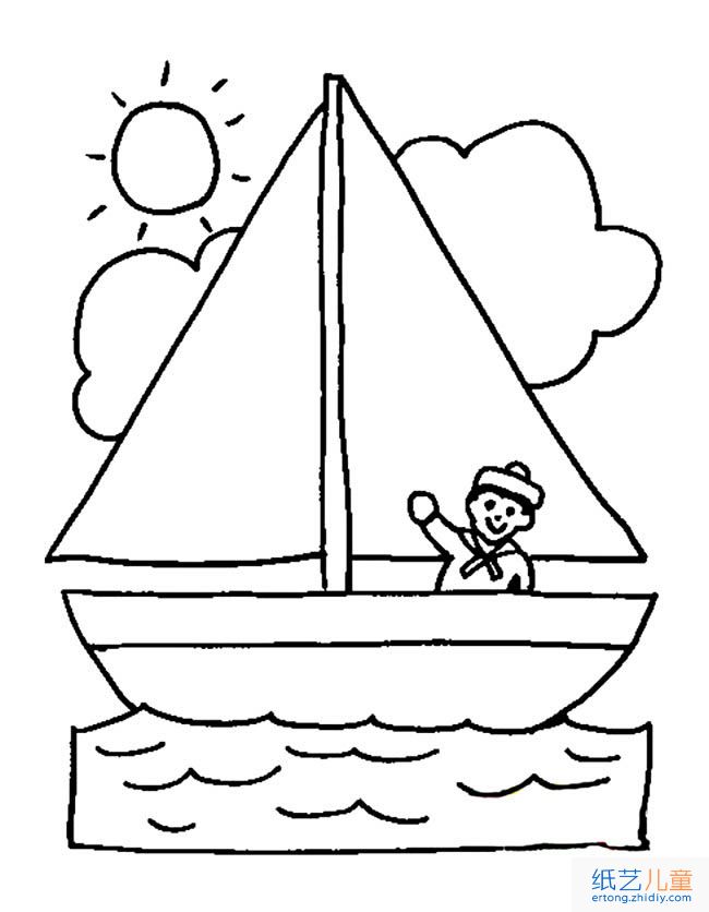 小帆船交通工具简笔画步骤图片大全二