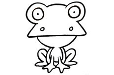 一只拥有一对大眼的呆萌青蛙动物简笔画
