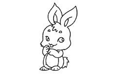 一只坐在地上的可爱小兔子动物简笔画步骤图片大全
