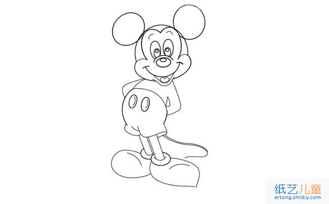 乐观随和的米老鼠简笔画绘制步骤分步骤教程 简笔画大全 纸艺网儿童