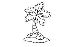 一棵看起来非常挺拔高大的椰树植物简笔画步骤图片大全