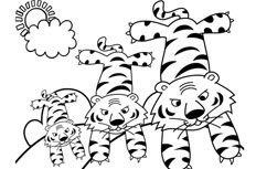 三只老虎聚在一起的简笔画