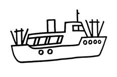 一只正在大海上面捕鱼的渔船交通工具简笔画步骤图片大全