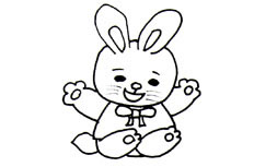 一只胖乎乎举着双手的卡通萌兔子动物简笔画步骤图片