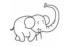 长鼻子高高举起的可爱大象简笔画