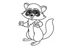 看起来非常欢乐可爱的小浣熊动物简笔画        				