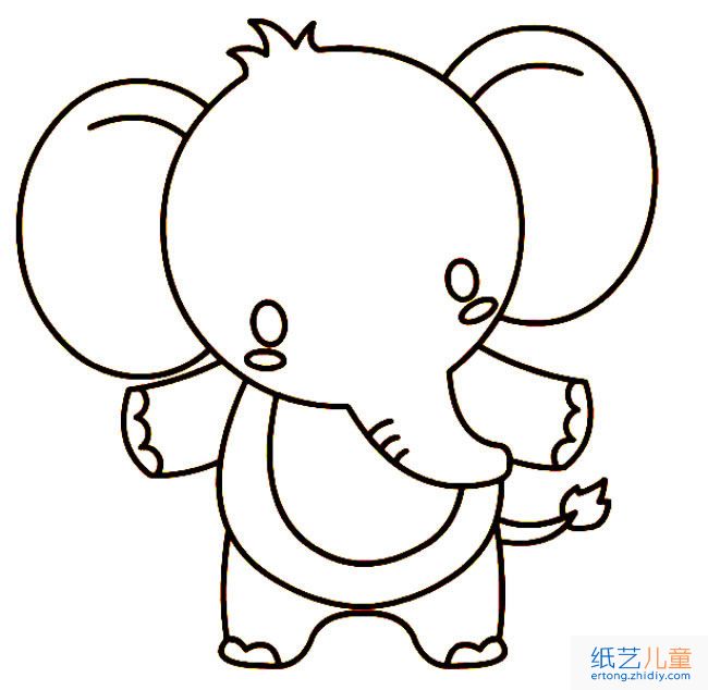 可爱的小象动物简笔画步骤图片大全