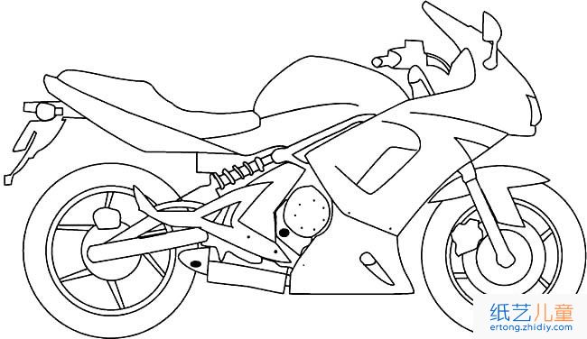 摩托车交通工具简笔画步骤图片大全