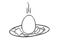 一个已经剥开冒着热气的鸡蛋食物简笔画步骤图片大全
