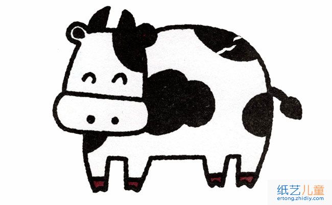 奶牛动物简笔画步骤图片大全