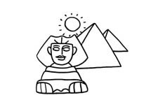世界闻名的狮身人面金字塔风景简笔画步骤图解
