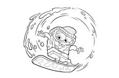 海棉宝宝快速冲浪的卡通简笔画
