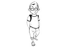 一个戴着眼镜，背着书包的小帅哥简笔画人物制作方法