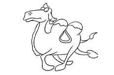 快速向前飞奔的特别搞笑的骆驼动物简笔画步骤图片大全