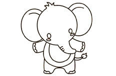 刚刚学会站立的可爱小象简笔画简笔画绘制步骤