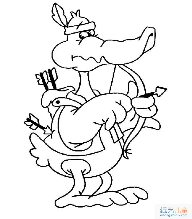 卡通鳄鱼动物简笔画步骤图片大全