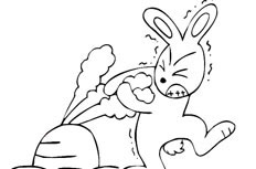 正在拼命拔萝卜的兔子简笔画