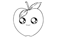 一个特别卡通可爱的苹果简笔画